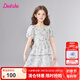 笛莎（DEESHA）童裝兒童女童公主裙2025夏季新款中大童夏季雪紡印花連衣裙 淺紫印花 140