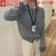 SNYDER WEAR慵懶風(fēng)感格子拼接假兩件針織開衫女韓系穿搭休閑寬松上衣外套 灰色 常規(guī) S 建議80-95斤