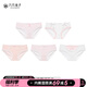 六只兔子5條裝內(nèi)褲女親膚棉質(zhì)透氣底襠可愛格子中腰少女三角褲 粉黛星河五色 5條 M (80-100斤）