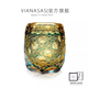 VIANASA'S江戶切子七星連珠藍雛菊個性威士忌洋酒杯手工套色水晶杯 琥珀綠七星連珠(禮盒裝) 280ml 1只