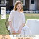 香影白色純棉圓領(lǐng)襯衫女2025夏裝新款泡泡短袖法式鏤空娃娃衫上衣 白色 M 160/84A/95-110斤