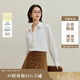 茵曼通勤府綢襯衫2025秋女裝新款法式簡約寬松長袖襯衣 珍珠白 M