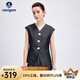 Navigare意大利小帆船牛仔馬甲女士25夏季新品時(shí)尚修身上衣V領(lǐng)無(wú)袖背心女 海軍藍(lán) L
