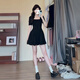 GARNUO黑色連衣裙女夏季法式高級感小個(gè)子赫本風(fēng)裙子收腰顯瘦小黑裙短裙 黑色【短袖短款】 XS 【80-100斤】
