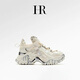 HR赫蓮娜女鞋老爹鞋女2026春季新款真皮網(wǎng)面厚底透氣網(wǎng)紅休閑運動(dòng)鞋 米白色 35 (225mm)