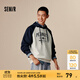 森馬（Semir）史努比系列連帽衛衣男美式復古運動(dòng)風(fēng)情侶上衣撞色插肩袖秋裝 灰藍色調00328 L