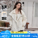 西遇假兩件翻領(lǐng)短款羽絨服女2024春新款時(shí)髦寬松保暖外套 米白色 M