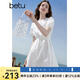 百圖betu女裝2025夏季新款短袖連衣裙重工刺繡收腰顯瘦裙子女2505T75 白色 S