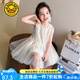 G.DUCKKIDS小黃鴨童裝女童連衣裙夏季2025薄款兒童裙子女孩夏裝背心裙網(wǎng)紗裙 米白色 130 尺碼7~8歲【120-130cm】cm