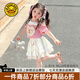 G.DUCKKIDS小黃鴨童裝女童夏季套裝裙兒童衣服女寶寶夏裝薄款短袖T恤蛋糕裙 粉色 90 尺碼建議1~2歲cm