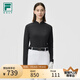 FILA 斐樂(lè)官方女子針織長(zhǎng)袖上衣2025夏新款高爾夫運(yùn)動(dòng)防曬修身長(zhǎng)T 深黑-BK L 170/88A/L