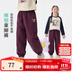 茵曼（INMAN）童裝女童純棉褲子卡通章仔點(diǎn)綴25秋季中大童寬松休閑束腳褲 深紫色 140