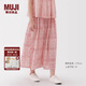 無(wú)印良品（MUJI）女式雕版印染抽褶輕便長(cháng)裙長(cháng)半身裙夏季款裙子純棉女裝25年 橙色圖案 M (160/66A)