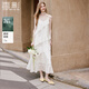 香影萊賽爾天絲吊帶連衣裙女2026春季新款垂墜感荷葉邊v領(lǐng)蛋糕裙 白色 M 160/84A/95-110斤