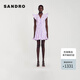 SANDRO2024春秋款女裝小飛袖紫色雛菊刺繡短款連衣裙SFPRO03654 I046/紫色 34