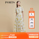 PORTS寶姿商場(chǎng)同款2022春夏新款女裝“絢爛夏花”印花連衣長(cháng)裙 亞麻淺金印花 M (6)