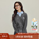 茵曼（INMAN）2025秋冬女裝新款學(xué)院風(fēng)polo領(lǐng)假兩件麻花毛衣英倫針織 花灰色 M
