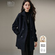 晚白小個(gè)子氣質(zhì)通勤極簡(jiǎn)風(fēng)高級感厚外套夾棉加厚保暖羊毛呢大衣 深藍色 S