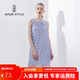 名師路a字裙連衣裙夏季印花波點(diǎn)無(wú)袖寬松單排扣優(yōu)雅A字裙夏季新品 淺藍色 M