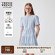 Teenie Weenie小熊白色連衣裙女2025年夏季新款氣質(zhì)少女感學(xué)院風(fēng)裙子 藍(lán)色 S