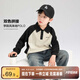 左西男童衛(wèi)衣春秋裝學(xué)院風(fēng)2025插肩袖撞色POLO衫中大童上衣 白色 140