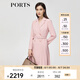 PORTS寶姿秋冬新品女裝優(yōu)雅氣質(zhì)西裝V領(lǐng)雙排扣褶裥拼接中長(cháng)連衣裙 粉色-2 XS (2)