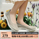 斯凱奇（SKECHERS）七夕禮物女鞋夏季蕾絲透氣單鞋淺口平底鞋一腳蹬休閑工作鞋100686