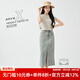 古田森2025春夏新品休閑開叉牛仔半身裙女復(fù)古A字中長裙X3753 黃泥色 M