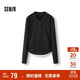 森馬（Semir）長(cháng)袖T恤女短款發(fā)熱抓絨假兩件2025冬亨利領(lǐng)緊身衣服109725101003