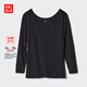 優(yōu)衣庫女裝HEATTECH EXTRA WARM棉混紡U領(lǐng)T恤/8分袖保暖衣469746 09 黑色 3XL