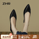 ZHR單鞋女優(yōu)雅氣質(zhì)粗跟職場皮鞋子女時尚通勤樂福鞋女 Y625 黑色 37 