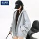 棉致寬松連帽衛衣2025新款春秋款外套女灰色美式情侶拉鏈開(kāi)衫上衣冬季 灰色春秋【升級順色內里】 XL