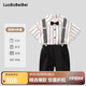 蘿卜唄唄（LUOBOBEIBEI）男童禮服夏季休閑襯衫背帶褲套裝生日主持演出服 襯衫四件套 140 