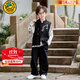 G.DUCKKIDS小黃鴨男童漢服套裝春秋2025新款中國風(fēng)衣服男孩酷帥古裝兩件套 黑色 三件套 160 cm