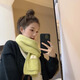 韓國egg馬海毛羊毛圍巾冬季女2025新款ins韓系氛圍感純色加厚圍脖 egg香草綠-含羊毛
