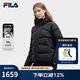 FILA 斐樂(lè)官方女士羽絨服冬季新款時(shí)尚休閑保暖寬松連帽上衣 正黑色-BK L 170/88A