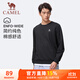 駱駝（CAMEL）長(cháng)袖圓領(lǐng)套頭衛衣男寬松休閑運動(dòng)打底衫 J13CAYL6063 幻影黑 XXL