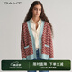 GANT甘特秋冬新款女士毛衣外套寬松V領(lǐng)休閑撞色學(xué)院風(fēng)毛針織開衫 467-褐色 S