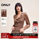 ONLY秋季時(shí)尚通勤V領(lǐng)泡泡袖拼接短款雪紡衫女|124151005 E10 幼獸棕色 S (160) 80A