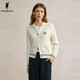 POLOWALK女式長(cháng)袖針織衫2025秋季新品翻領(lǐng)設計針織絞花上衣女 米白 L /165