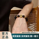 金悅名黃金平安扣字母黑瑪瑙手鏈2025新款999足金轉運珠手串情人節男友平安扣字母手鏈/約2g