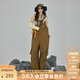 KAMA卡瑪工裝連體背帶褲女款運動褲夏季復(fù)古寬松哈倫褲山系戶外神褲 駝色 M
