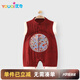 優(yōu)奇嬰兒衣服男寶寶夏季薄款無(wú)袖連體衣滿(mǎn)月服喜慶男童周歲拍照禮服