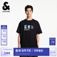 杰克·瓊斯（JACK&JONES）BSQ聯(lián)名款男裝夏季新款純棉立體刺繡日常寬松短袖T恤225201004 E40黑色 常規(guī) M （175）