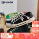 FILA FUSION斐樂帆布鞋情侶款一腳蹬半拖帆布鞋休閑鞋板鞋輕便帆布鞋男女 黑/奶白-BG 經(jīng)典情侶同款 38