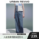 UR2025夏季新款女裝拼接格紋木耳邊闊腿牛仔長(zhǎng)褲UYY850115 霧霾藍(lán) 27