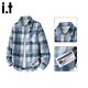 :CHOCOOLATEit格子長(cháng)袖襯衫男士秋季新款美式潮牌學(xué)生休閑百搭上衣 藍色 XL