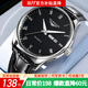 冠琴（GUANQIN）手表男石英機械風(fēng)格夜光防水雙日歷復古學(xué)生手表時(shí)尚商務(wù)男士手表 精鋼黑面皮帶