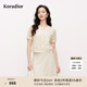 珂萊蒂爾2025年夏季新款優(yōu)雅米色蕾絲小衫女短袖氣質(zhì)設(shè)計感上衣 淡橙黃 M