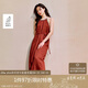 茵曼2025夏季女裝新款波西米亞民族風(fēng)貝殼掛脖吊帶連衣裙 棗紅色  M